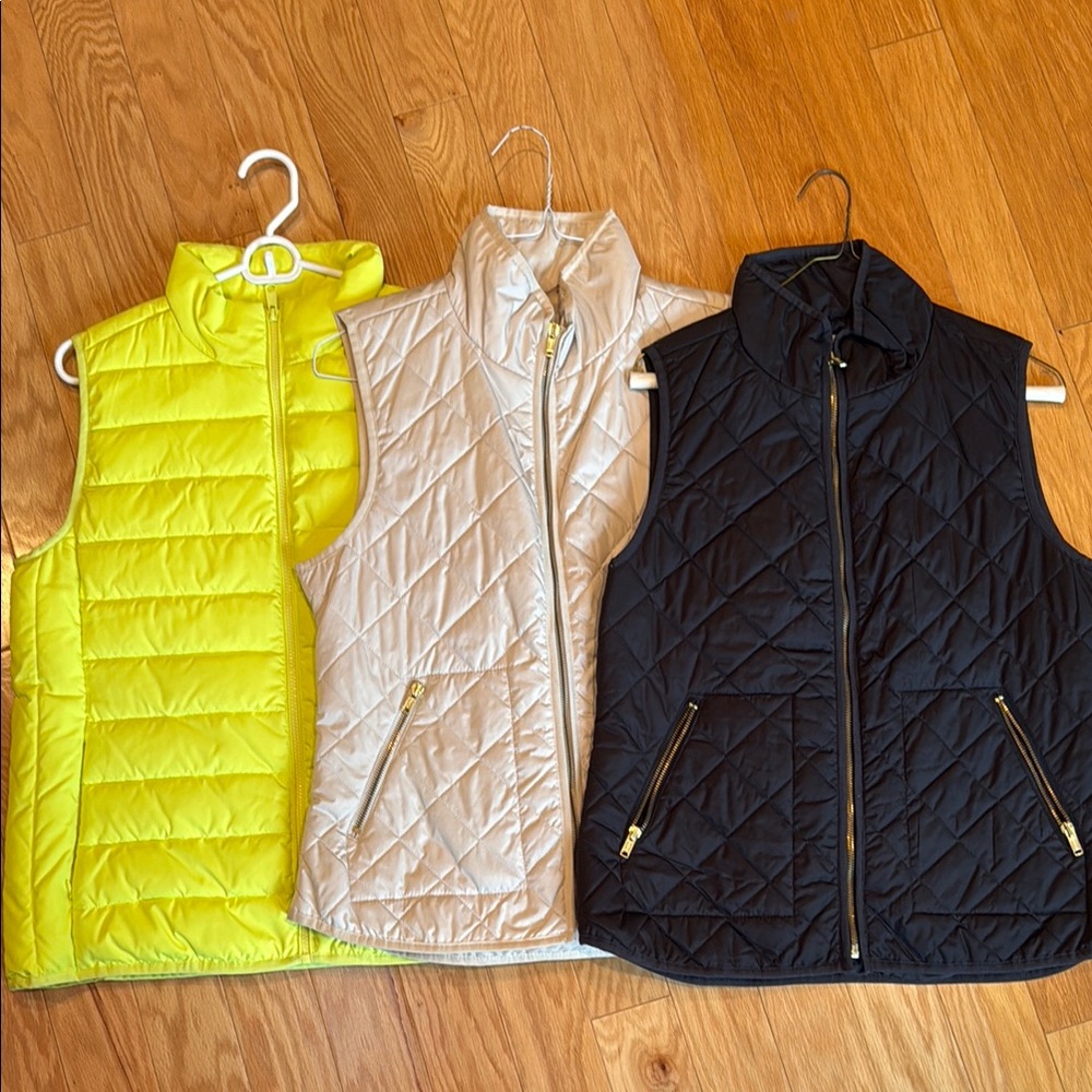 Yellow, Cream, and Black Quilted Vests